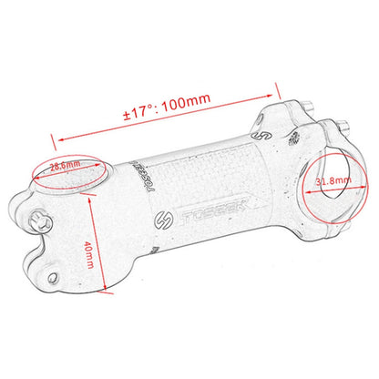 Rubinetto riser per manubrio ultraleggero per mountain bike da strada TOSEEK, dimensioni: 17 gradi, 100 mm (lucido), 17 Degree, 100mm