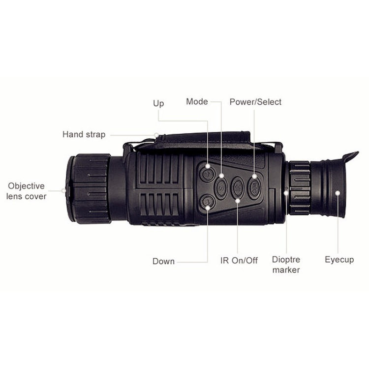 Telescopio monoculare digitale professionale con ricarica USB per visione notturna a infrarossi, P1-0540 Monocular Telescope