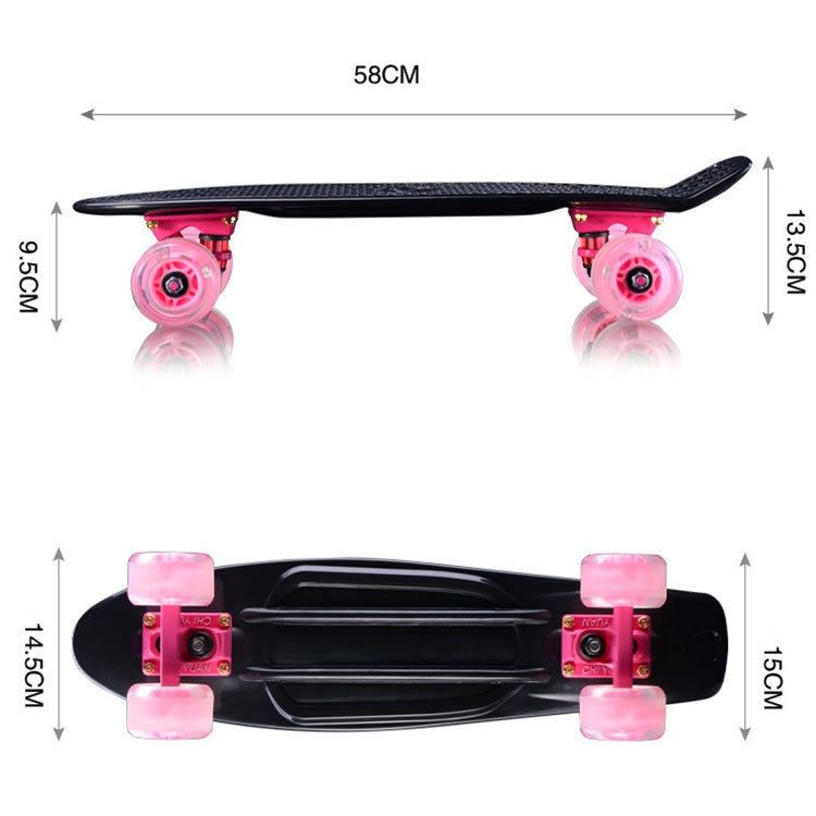 Skateboard a quattro ruote con inclinazione singola per monopattino a piastra a pesce brillante con ruota da 72 mm