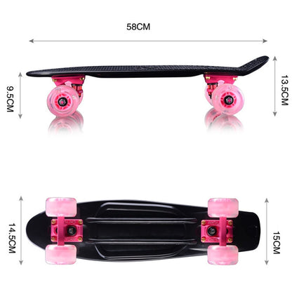 Skateboard a quattro ruote con inclinazione singola per monopattino a piastra a pesce brillante con ruota da 72 mm