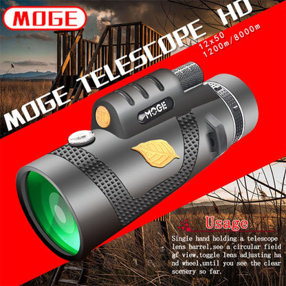 Telescopio monoculare per visione notturna professionale Moge 12x50 HD, Moge 12x50
