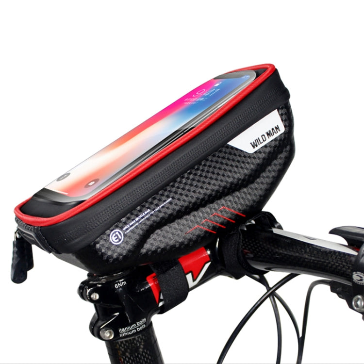WILD MAN E1 Borsa anteriore impermeabile Set di telefoni cellulari MTB Borsa per tubo per bicicletta Accessori per l'equitazione, E1 (Red), E1 (Black)