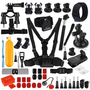 PULUZ 53 in 1 Kit di Accessori Ultimate Combo per GoPro, DJI Osmo Action, Insta360 – Fascia Toracica, Supporti e Accessori per Fotocamere Sportive