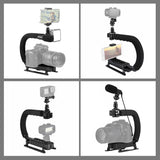 PULUZ Stabilizzatore per staffa DV portatile a forma di U/C + kit microfono p...