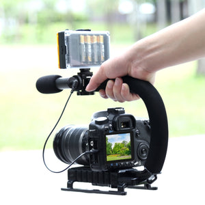 PULUZ Stabilizzatore per staffa DV portatile a forma di U/C + kit microfono p...