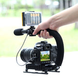 PULUZ Stabilizzatore per staffa DV portatile a forma di U/C + kit microfono p...