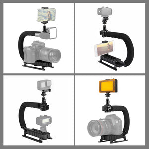 Tragbarer DV-Halterungsstabilisator PULUZ U/C-Form + Studiolicht-Kit