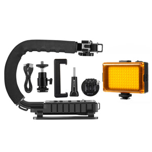 Tragbarer DV-Halterungsstabilisator PULUZ U/C-Form + Studiolicht-Kit