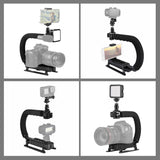 Tragbarer DV-Halterungsstabilisator in U/C-Form von PULUZ + Standlicht-Kit