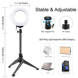 PULUZ 4,7 pouces 12 cm USB 3 modes LED à intensité variable Anneau lumineux Vlogging Photogr...