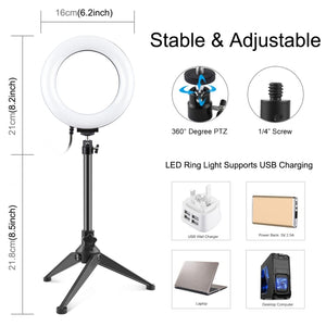 PULUZ 6,2 pollici 16 cm USB 3 modalità dimmerabile anello LED Vlogging fotogr...
