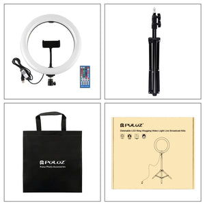 PULUZ 1,1 m Stativständer + 10,2 Zoll 26 cm RGBW-LED-Ring ...