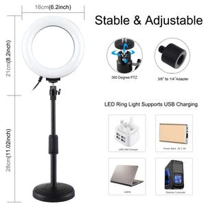 PULUZ 6,2 pollici 16 cm USB 10 modalità 8 colori RGBW dimmerabile anello LED ...