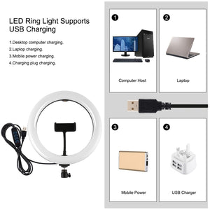 Kit di trasmissione dal vivo con luce video per vlogging ad anello LED PULUZ da 26 cm