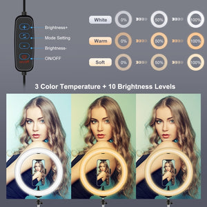 Kit di trasmissione dal vivo con luce video per vlogging ad anello LED PULUZ da 26 cm