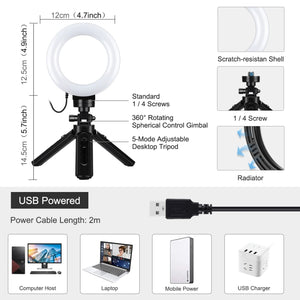 PULUZ 4,7 pollici 12 cm USB 3 modalità dimmerabile anello LED Vlogging fotogr...