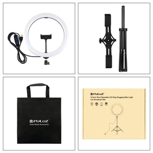 PULUZ 11,8 pollici 30 cm luce + treppiede da 1,65 m + supporto per doppio tel...