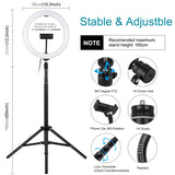 PULUZ 10,2 pollici 26 cm Luce + 1,65 m Supporto per treppiede Superficie curv...