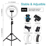PULUZ 10,2 pollici 26 cm Anello luminoso + 1,1 m Supporto per treppiede USB 3...