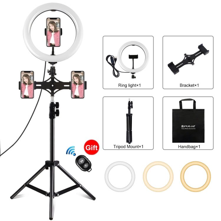 PULUZ Luce da 10,2 pollici 26 cm + Supporto per treppiede da 1,1 m + Staffe p...