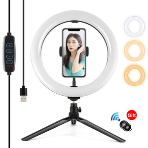 PULUZ 10,2 pollici 26 cm Luce + Supporto per treppiede da tavolo USB 3 modali...