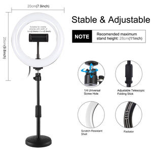 PULUZ 7,9 pollici 20 cm Luce + Base rotonda Supporto da tavolo USB 3 modalità...