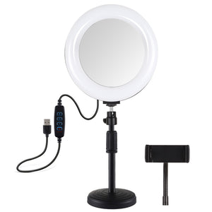 PULUZ 7,9 pollici 20 cm Luce per specchio + Base rotonda Supporto da tavolo 3...