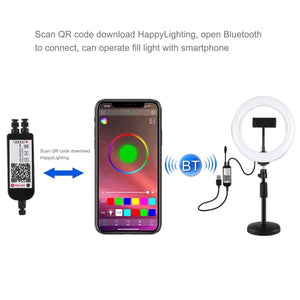 PULUZ 7,9 pollici 20 cm RGBW Luce + Base rotonda Supporto da tavolo Dimmerabi...