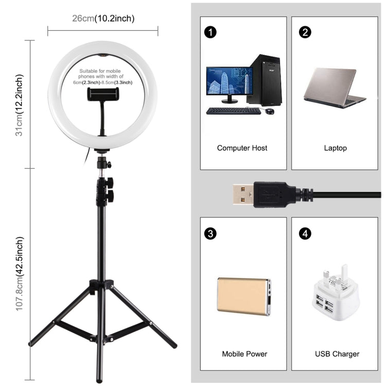PULUZ 10.2 pollici 26cm Marquee LED RGBWW Selfie Beauty Light + 1.1m Supporto...