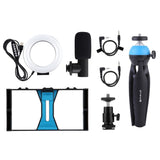 PULUZ 4-in-1-Vlogging-Live-Übertragungs-Smartphone-Video-Rig + 4,3-Zoll-RGBW-Ring...