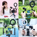 PULUZ 4-in-1-Vlogging-Live-Übertragungs-Smartphone-Video-Rig + 4,3-Zoll-RGBW-Ring...