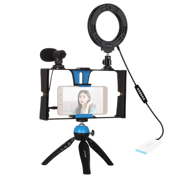 PULUZ 4-in-1-Vlogging-Live-Übertragungs-Smartphone-Video-Rig + 4,3-Zoll-RGBW-Ring...