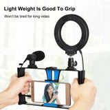 PULUZ 4-in-1-Vlogging-Live-Übertragungs-Smartphone-Video-Rig + 4,3-Zoll-RGBW-Ring...