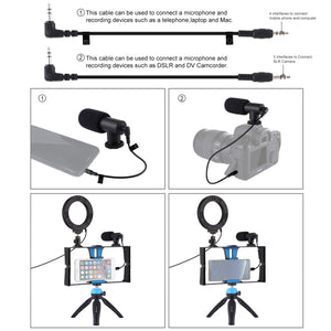 PULUZ 4-in-1-Vlogging-Live-Übertragungs-Smartphone-Video-Rig + 4,3-Zoll-RGBW-Ring...