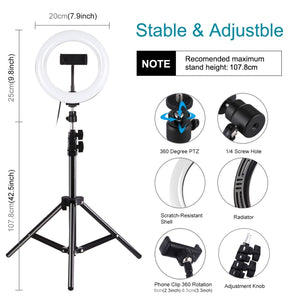 PULUZ 7,9 pollici 20 cm Luce + 1,1 m Supporto per treppiede USB 3 modalità Di...