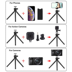 PULUZ 4 in 1 Vlogging Live Mini Octopus Staffa Kit + Luce da studio + Microfo...