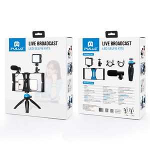 PULUZ 4-in-1-Vlogging-Live-Übertragungs-LED-Selfie-Fülllicht-Ausrüstungsset...
