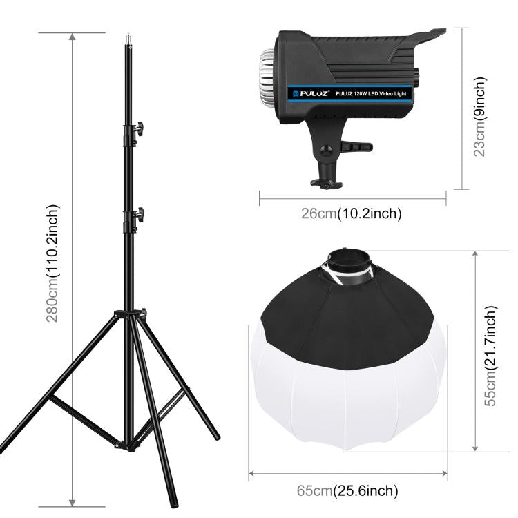 PULUZ 220V 150W 3200K-5600K Luce video da studio + supporto luce da 2,8 m + k...