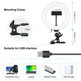 PULUZ 7,9 pollici 20 cm Anello Selfie Luce + Clip per monitor 3 modalità USB ...
