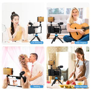 PULUZ 4-in-1 Bluetooth Tragbares Vlogging Live-Übertragung LED-Selfie ...