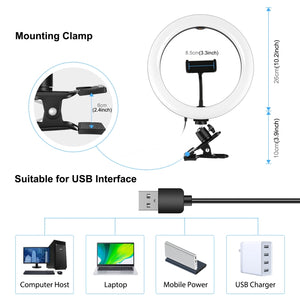 PULUZ 10.2 pollici 26 cm Anello luminoso + Clip per monitor USB 3 modalità Di...