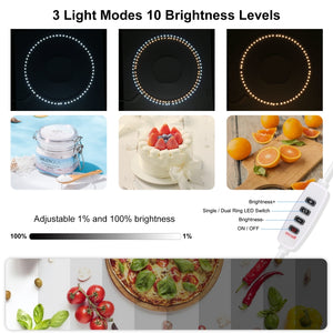 PULUZ Pannello luminoso ad anello pieghevole da 30 cm, illuminazione fotograf...
