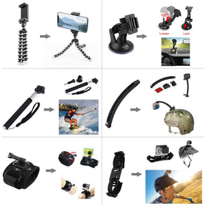 PULUZ 50 in 1 Kit di Accessori Ultimate Combo per GoPro, DJI Osmo Action, Insta360 – Custodia EVA, Supporti, Fascia Toracica, Monopiede e molto altro