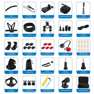 PULUZ 50 in 1 Kit di Accessori Ultimate Combo per GoPro, DJI Osmo Action, Insta360 – Custodia EVA, Supporti, Fascia Toracica, Monopiede e molto altro