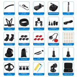 PULUZ 50 in 1 Kit di Accessori Ultimate Combo per GoPro, DJI Osmo Action, Insta360 – Custodia EVA, Supporti, Fascia Toracica, Monopiede e molto altro