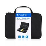 PULUZ 50 in 1 Kit di Accessori Ultimate Combo per GoPro, DJI Osmo Action, Insta360 – Custodia EVA, Supporti, Fascia Toracica, Monopiede e molto altro