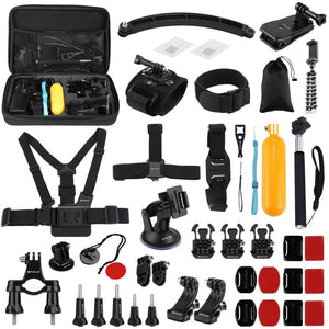 PULUZ 50 in 1 Kit di Accessori Ultimate Combo per GoPro, DJI Osmo Action, Insta360 – Custodia EVA, Supporti, Fascia Toracica, Monopiede e molto altro