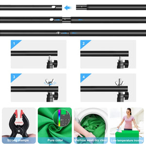 PULUZ 2x2m Fotostudio-Hintergrund-Ständer, Hintergrund-Halterungs-Kit, Querstange ...