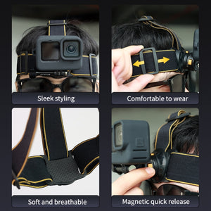 Cintura per Imbracatura con Cinghia per la Testa Magnetica a Sgancio Rapido PULUZ - Supporto per Riprese POV per GoPro, DJI Osmo, Insta360
