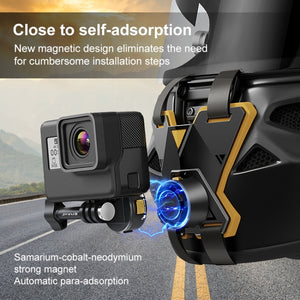 Magnetische Kinnriemenhalterung für Motorradhelme mit Schnellverschluss – Kompatibel mit GoPro, DJI Osmo, Insta360